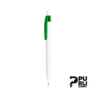 Lapicero de Plástico Blanco con clip de color VERDE