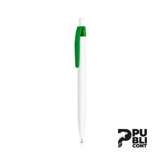 Lapicero de Plástico Blanco con clip de color VERDE