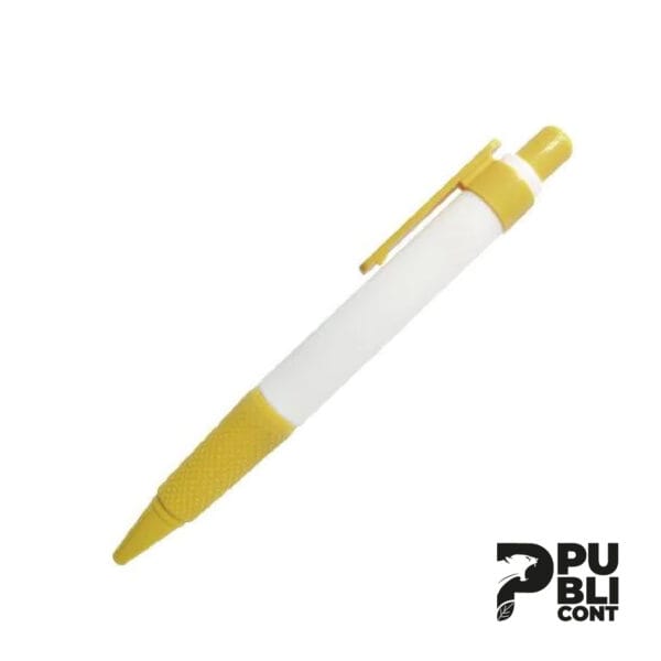 Lapicero de Plástico grueso blanco con color AMARILLO