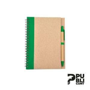 Libreta Ecológica anillada con línea gruesa A5 VERDE OSCURO