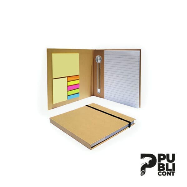 Libreta de Liga delgada con Post It y Lapicero