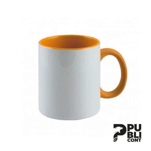 Taza Blanca con interior de color anaranjado