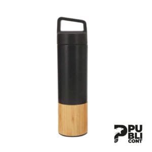 Tomatodo térmico de metal con bambú NEGRO